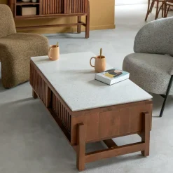 Made in Meubles Table Basse<Table basse en bois d'acacia et terrazzo Kaelis