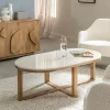 Made in Meubles Table Basse<Table basse en bois de manguier et marbre Moana