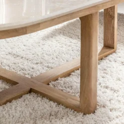 Made in Meubles Table Basse<Table basse en bois de manguier et marbre Moana