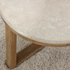 Made in Meubles Table Basse<Table basse en bois de manguier et marbre Moana