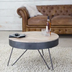 Made in Meubles Table Basse<Table basse en bois de manguier et métal Locker