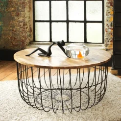 Made in Meubles Table Basse<Table basse en bois de manguier et métal Ella