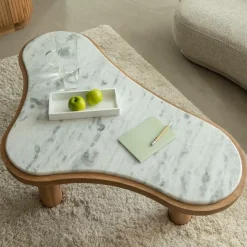 Made in Meubles Table Basse<Table basse en bois de manguier et marbre Adler