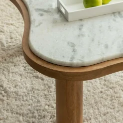 Made in Meubles Table Basse<Table basse en bois de manguier et marbre Adler