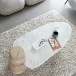 Made in Meubles Table Basse<Table basse en bois de manguier et marbre Moana