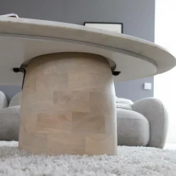 Made in Meubles Table Basse<Table basse en bois de manguier et marbre Moana