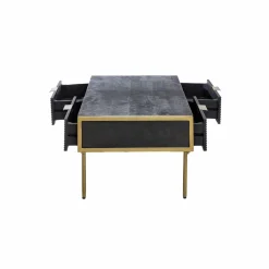 Made in Meubles Table Basse<Table basse en bois de manguier et métal doré Ange