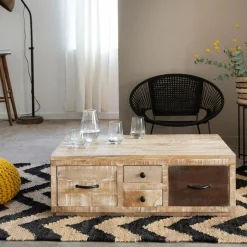 Made in Meubles Table Basse<Table basse en bois de manguier Pio