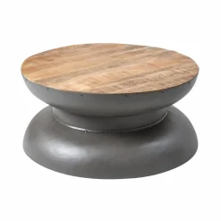 Made in Meubles Table Basse<Table basse en bois de manguier et métal gris Yoyo