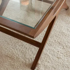 Made in Meubles Table Basse<Table basse en bois de manguier et verre Alina