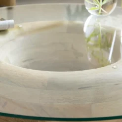 Made in Meubles Table Basse<Table basse en bois de manguier et verre Nerys