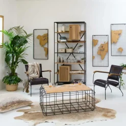 Made in Meubles Table Basse<Table basse en bois de manguier et métal noir Madeline