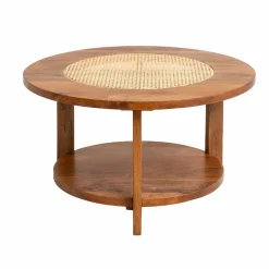 Made in Meubles Table Basse<Table basse en bois de manguier et cannage Zuria