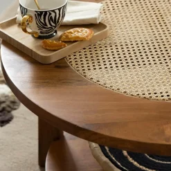 Made in Meubles Table Basse<Table basse en bois de manguier et cannage Zuria