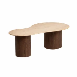 Made in Meubles Table Basse<Table basse en bois de manguier et en travertin Carola