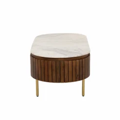 Made in Meubles Table Basse<Table basse en bois de manguier et marbre Sienne