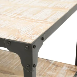 Made in Meubles Table Basse<Table basse en bois reyclé et métal White