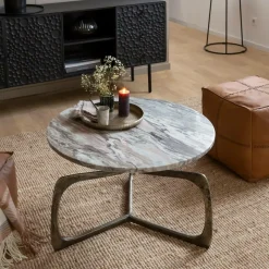 Made in Meubles Table Basse<Table basse en marbre et métal Valou