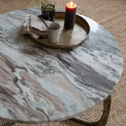 Made in Meubles Table Basse<Table basse en marbre et métal Valou