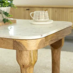 Made in Meubles Table Basse<Table basse en marbre et en bois d'acacia Calix