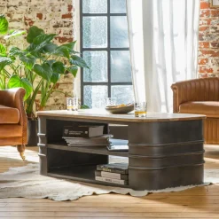 Made in Meubles Table Basse<Table basse en métal et bois Locker