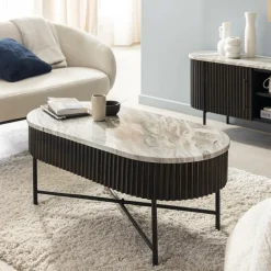 Made in Meubles Table Basse<Table basse en métal et marbre Alfred