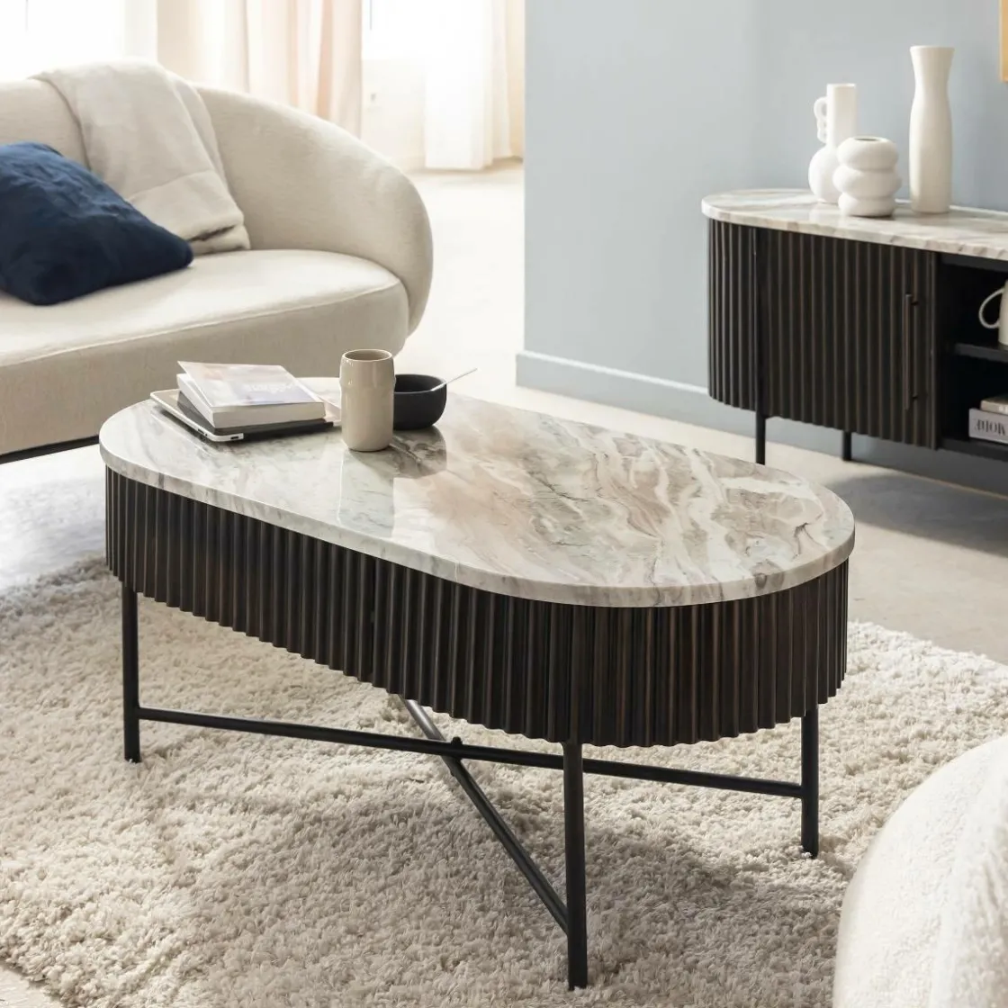 Made in Meubles Table Basse<Table basse en métal et marbre Alfred