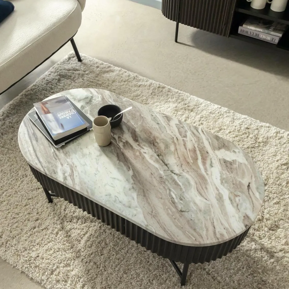 Made in Meubles Table Basse<Table basse en métal et marbre Alfred