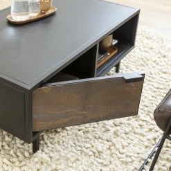 Made in Meubles Table Basse<Table basse en métal noir Claudine