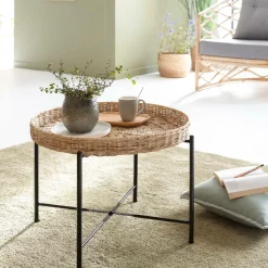 Made in Meubles Table Basse<Table basse en rotin et métal Julie