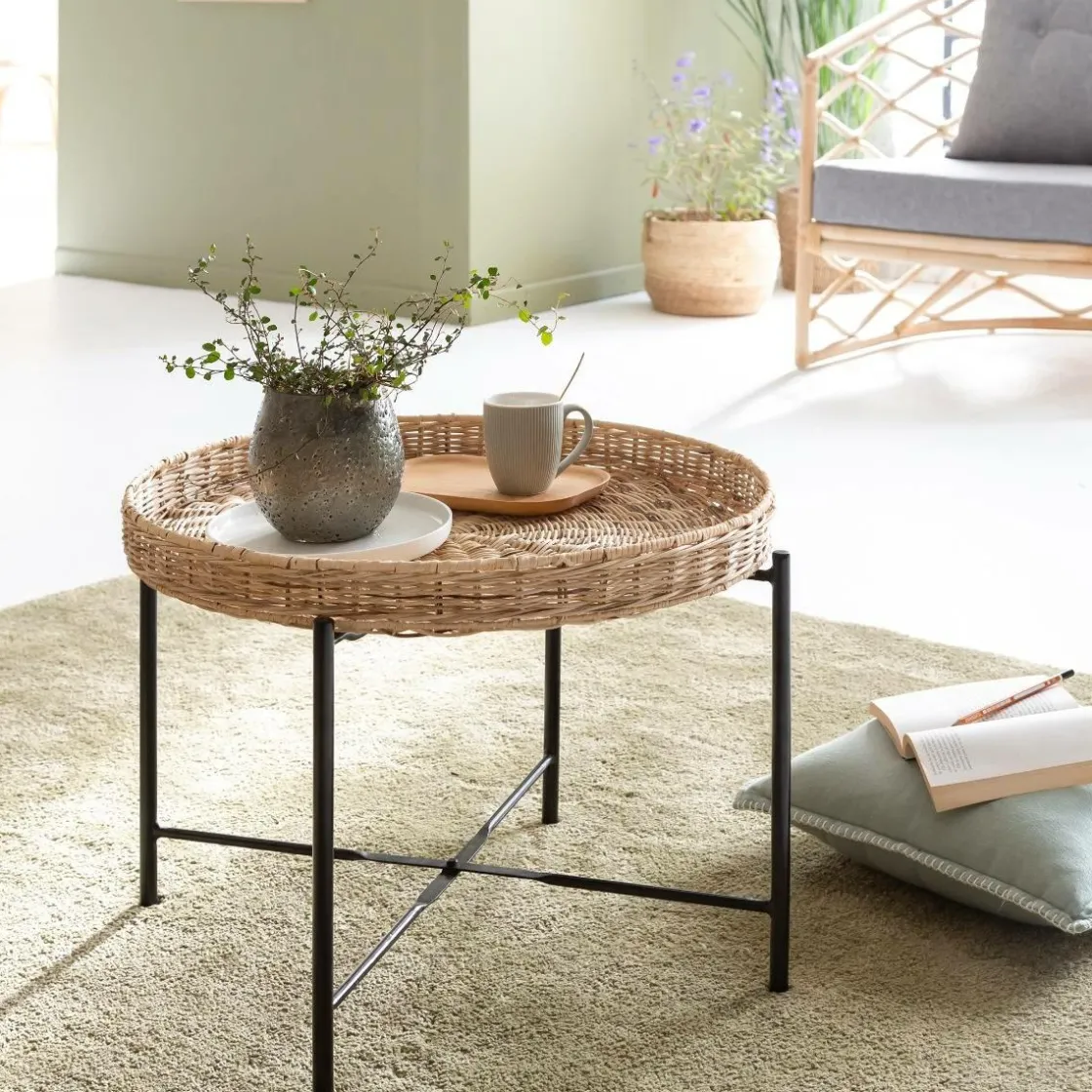 Made in Meubles Table Basse<Table basse en rotin et métal Julie
