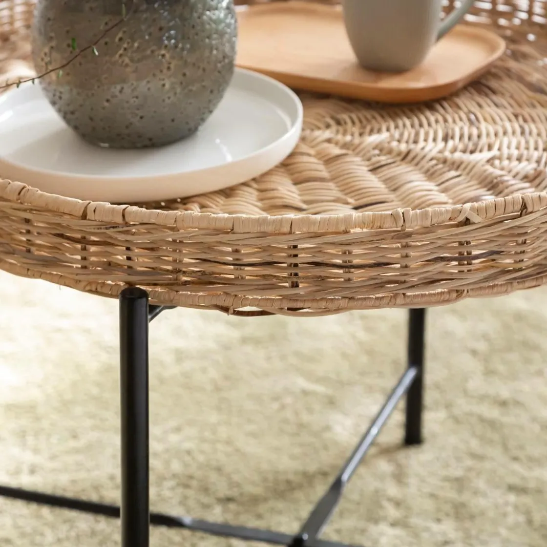 Made in Meubles Table Basse<Table basse en rotin et métal Julie