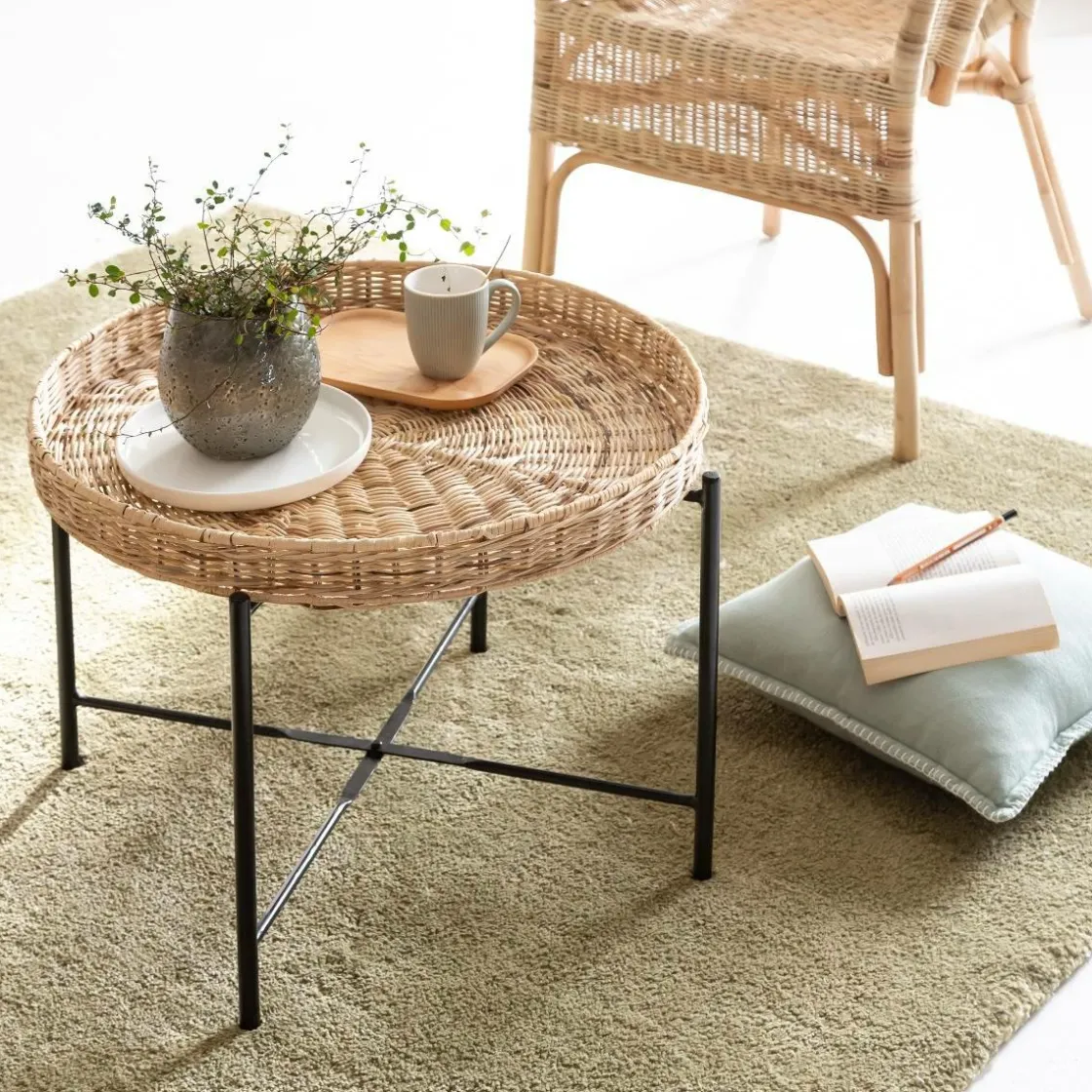Made in Meubles Table Basse<Table basse en rotin et métal Julie