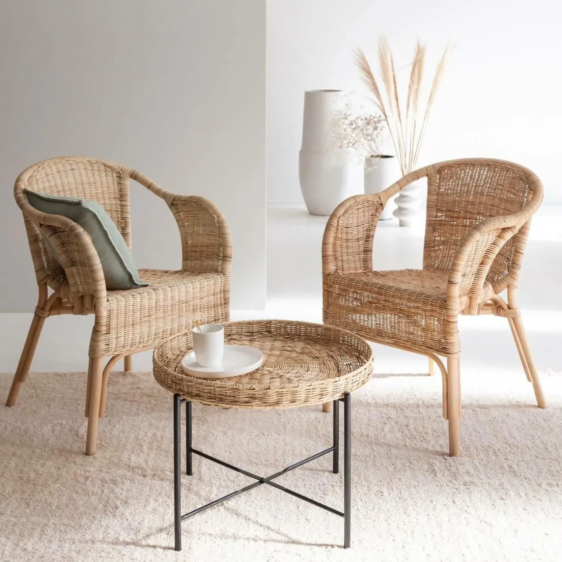 Made in Meubles Table Basse<Table basse en rotin et métal Julie