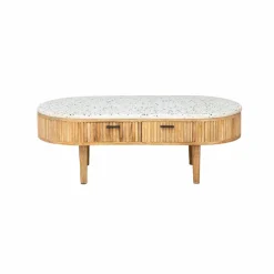 Made in Meubles Table Basse<Table basse en terrazzo et bois de manguier Ambrine
