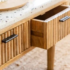 Made in Meubles Table Basse<Table basse en terrazzo et bois de manguier Ambrine