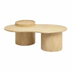 Made in Meubles Table Basse<Table basse en vague en bois de manguier Silas