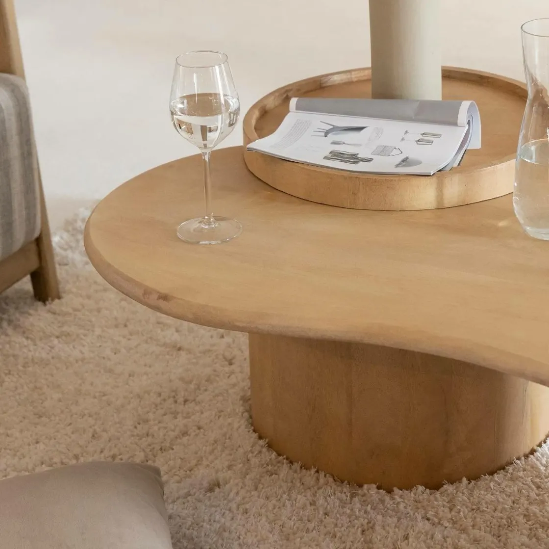 Made in Meubles Table Basse<Table basse en vague en bois de manguier Silas