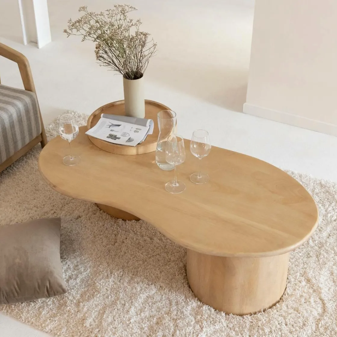 Made in Meubles Table Basse<Table basse en vague en bois de manguier Silas