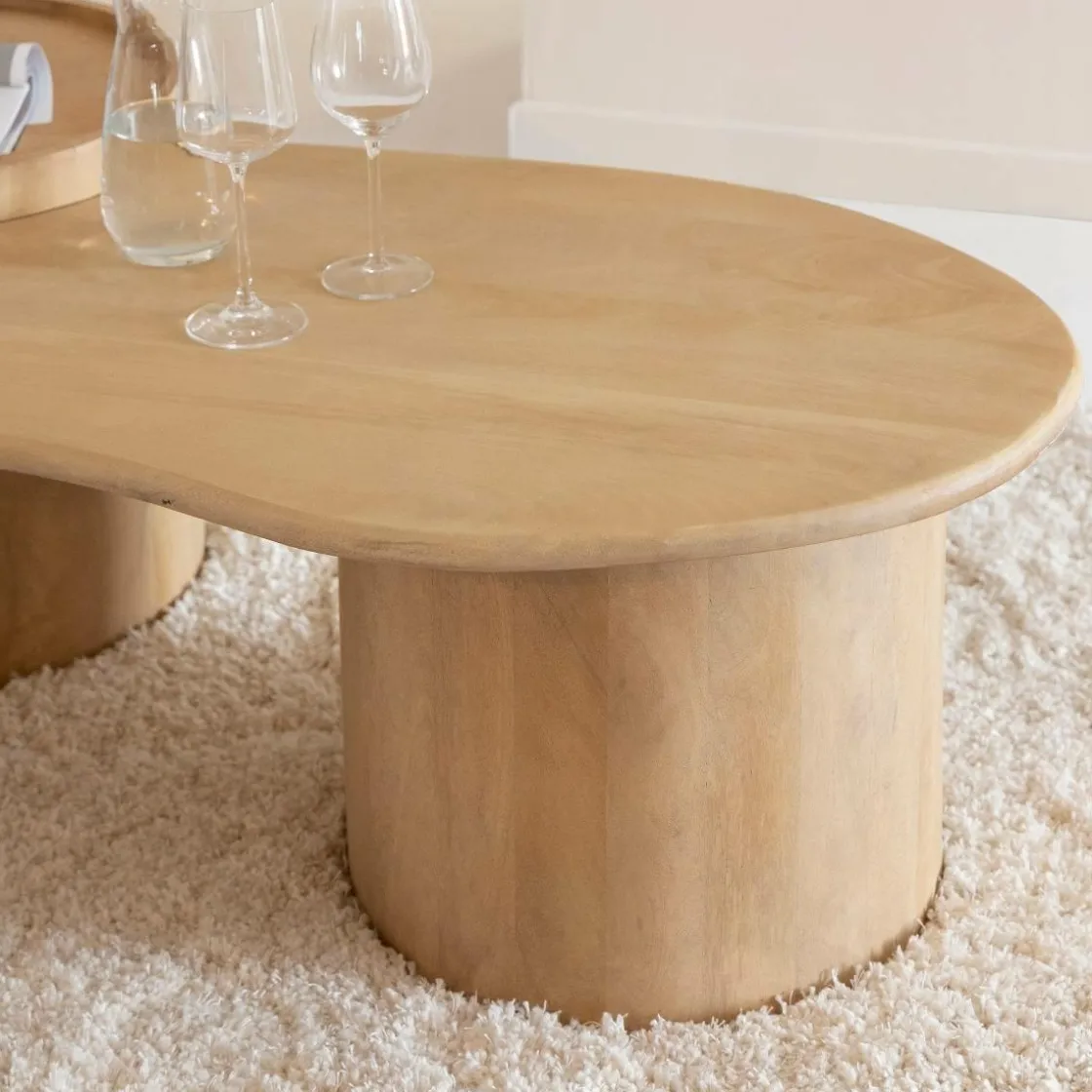 Made in Meubles Table Basse<Table basse en vague en bois de manguier Silas