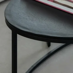 Made in Meubles Table Basse|Table Gigogne<Table basse gigogne en aluminium doré et métal noir Victoria