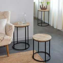 Made in Meubles Table Basse|Table Gigogne<Table basse gigogne en bois de manguier Anouck