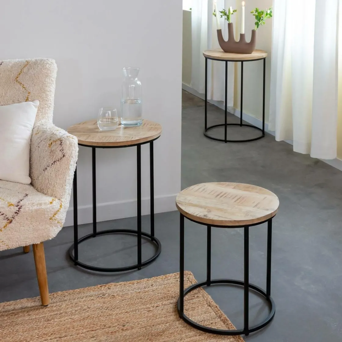 Made in Meubles Table Basse|Table Gigogne<Table basse gigogne en bois de manguier Anouck