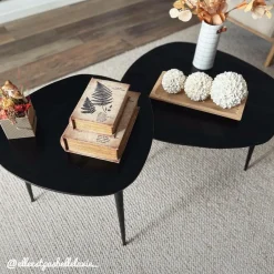 Made in Meubles Table Basse|Table Gigogne<Table basse gigogne en bois de manguier noir Valério