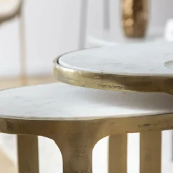 Made in Meubles Table Gigogne|Bout De Canapé & Sellette<Table basse gigogne en marbre et aluminium Ruben