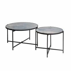 Made in Meubles Table Basse|Table Gigogne<Table basse gigogne en verre fumé et métal Florian
