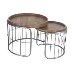 Made in Meubles Table Basse|Table Gigogne<Table basse gigogne industrielle en métal gris Chiara