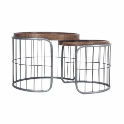 Made in Meubles Table Basse|Table Gigogne<Table basse gigogne industrielle en métal gris Chiara