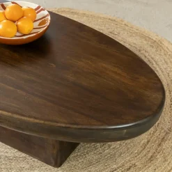 Made in Meubles Table Basse<Table basse ovale en bois de manguier Morana