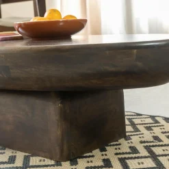 Made in Meubles Table Basse<Table basse ovale en bois de manguier Morana